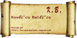 Kovács Balázs névjegykártya