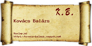 Kovács Balázs névjegykártya